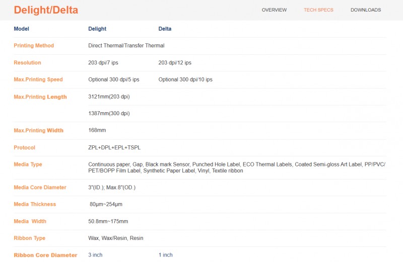漢印Delight工業(yè)熱轉(zhuǎn)印打印機(jī)參數(shù)